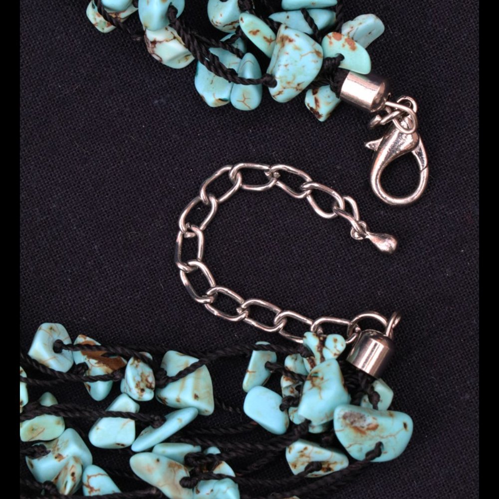 Multi Strand Turquoise Choker - Picture 2 of 2